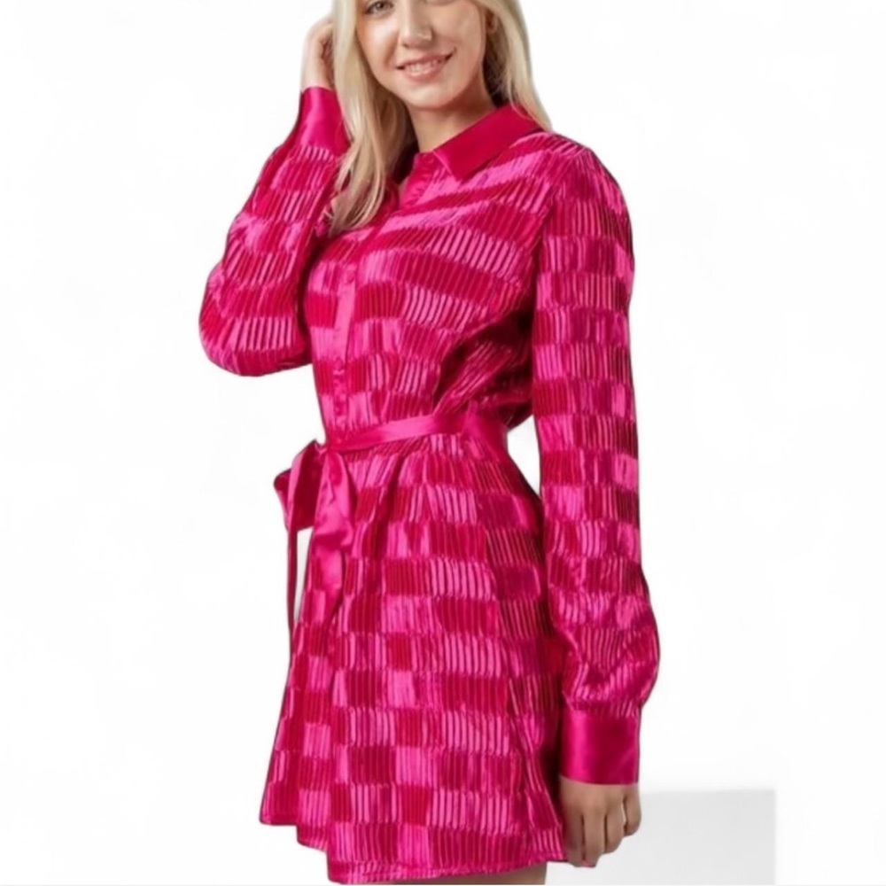 Love Riche Fuchsia Satin Mini Dress - Picture 2 of 7